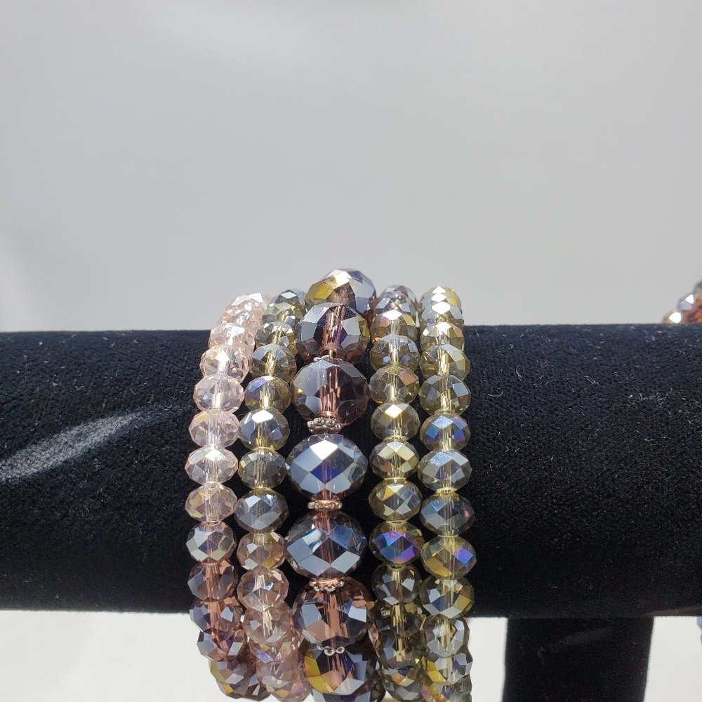 2 for $30 Ali Khan crystal 5 row gold tone and silver tone wrap coil bracelet - Picture 9 of 10